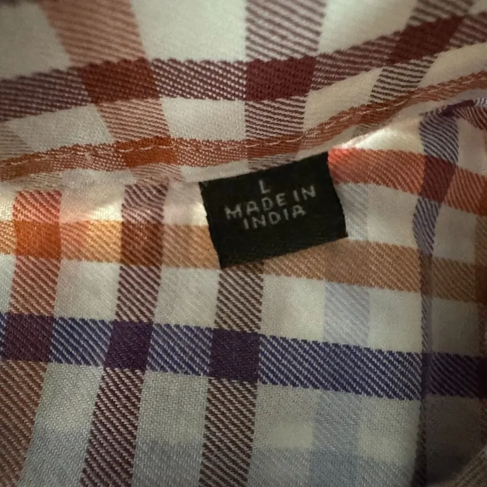 Orvis Button down collar casual shirt Blue,Brown, Orange Pattern Size L - Picture 4 of 9